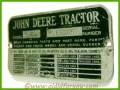 John Deere 40 Serial Number Tag * Serial # 63005* Original Tag!