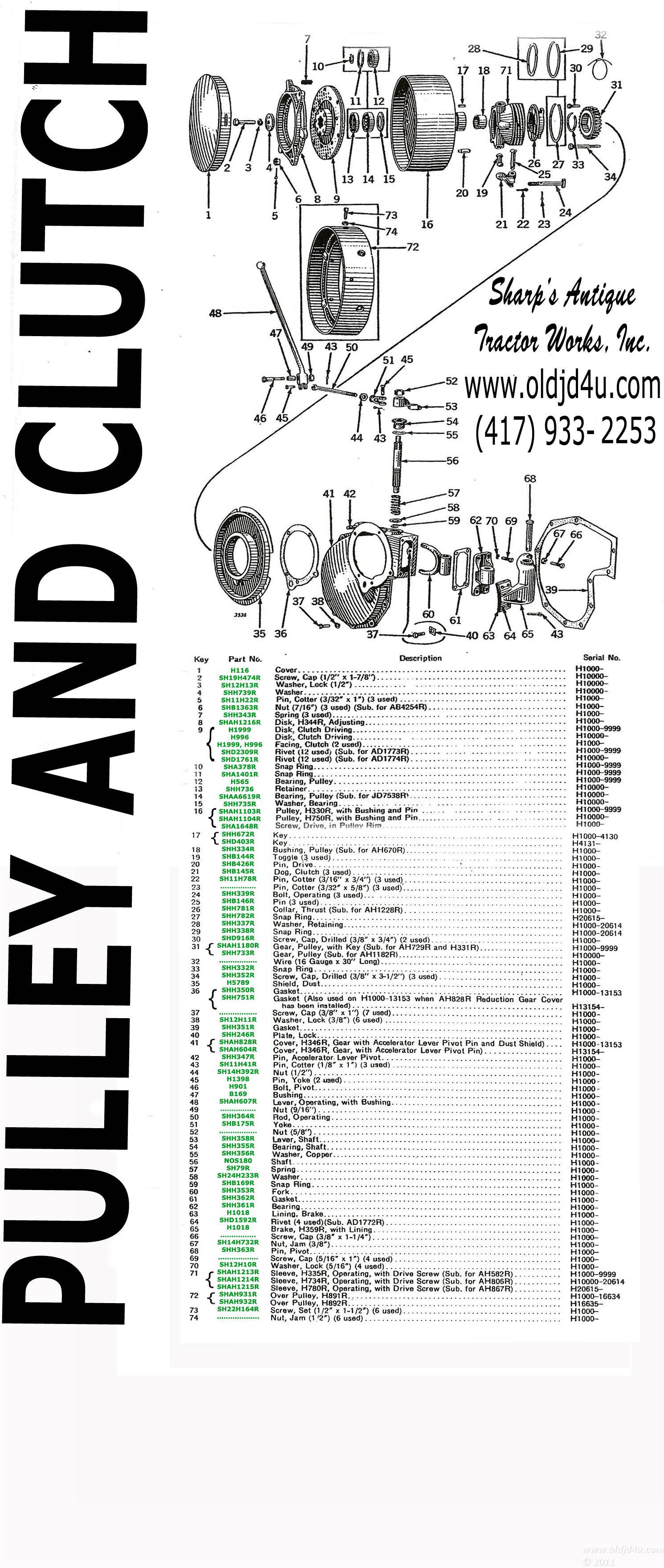 John Deere Tractor Parts OLDJDFORYOU 2 Cyl: John Deere H Parts